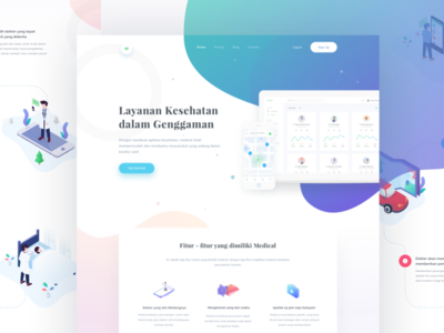 Medical App Landing Page app dashboard gradient health illustration ios isometric landing page medical web