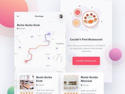 Exploration - Find Restaurant app error find food illustration interface ios location maps restaurant search