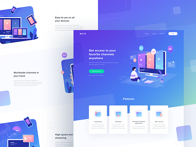 Landing Page character design graphic icon illustration online streaming tv typography ui website