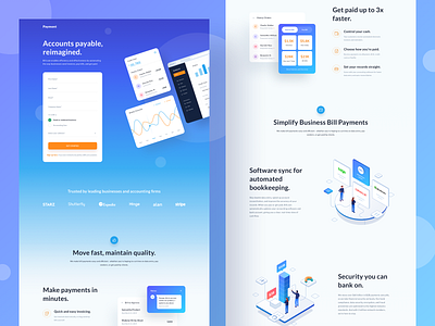 Landing Page card chart dashboard gradient illustration isometric landing page mobile mobile app payment people transaction typography ui design wallet website