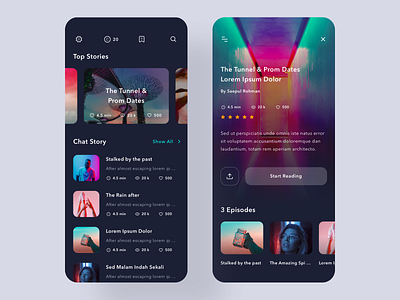 Chat Story App app app design apple card chat clean dark detail graphic horror ios message mobile read story storybook