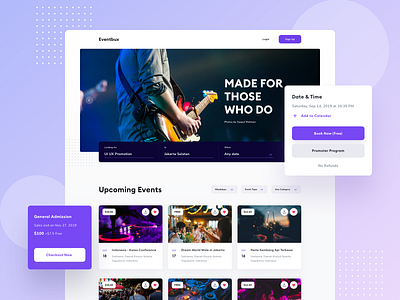 Event Landing Page buy checkout event events homepage landing page music price sketch ticket ui ux website website design
