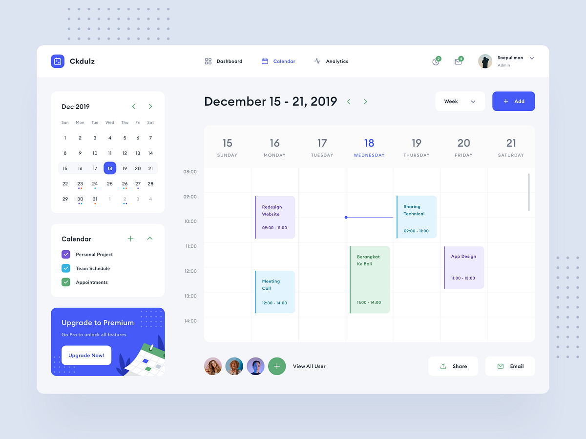 Schedule Dashboard Design by Budiarti R. for Toglas Studio on Dribbble