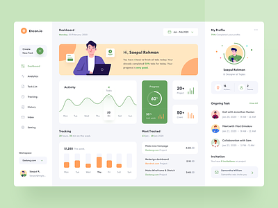 Task Management - Dashboard branding card character dashboard desktop icon illustration illustration management people product design project schedule task task manager tracking typography ui website