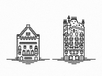 Casa Amatller vs Casa Batlló amatller barcelona batllo casa gaudi house illustration