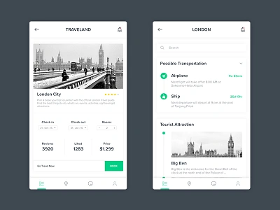 Traveland - Travel App app application big ben clean london travel travel app travels uk