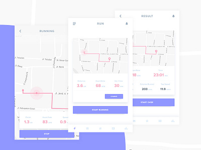 Running App card clean direction ios iphone light map running sports ui ui ux ux