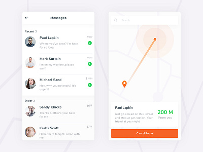 Meet & Friend - #Exploration app chat clean contact conversation ios list map message navigation ui ux