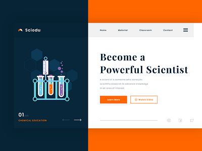 Sciedu - Science Education Landing Page #Exploration chemical clean education illustration landing page science typography web website