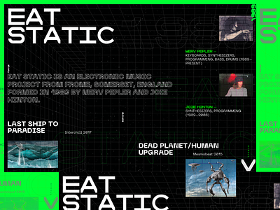 EAT STATIC alien eatstatic electronic fonts futuristic graphic art graphicdesign landingpage love metaverse modern music space techno typography uiux vibes webdesign website works