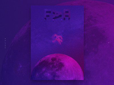 Far Away astronaut designlove graphic art neon colors planet poster a day poster art poster challenge space stars