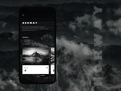 Explore Norway designlove mobile app mountains norway peace travel more travelapp ui ux visual design