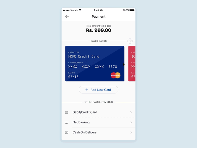 Card Payment animation card payment credit card ecommerce interaction mobile payment quick pay sketch ui user interface ux