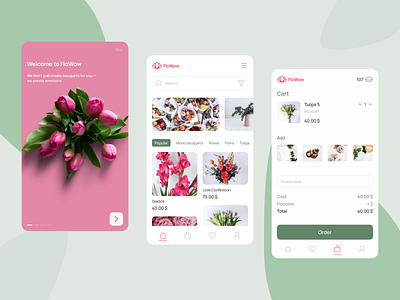 Flower App app branding design ecommerce illustration logo management mobile mobile app ui uxui