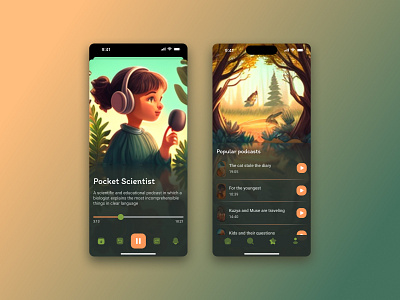 Podcasts app for kids app design illustration kids logo mobile mobileapp podcast podcasts for children ui ux uxui