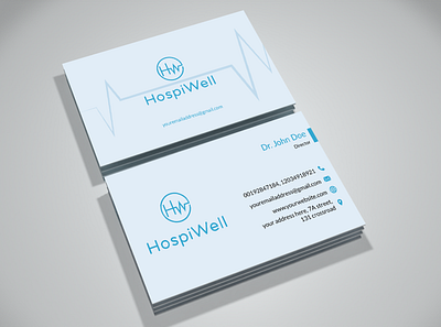 Business Card for HospiWell adobe illustrator brand brand identity business card business card design company design hospital logo illustration medical medical logo minimal minimal logo minimalist modern pharmaceutical pharmaceutical logo professional simple logo