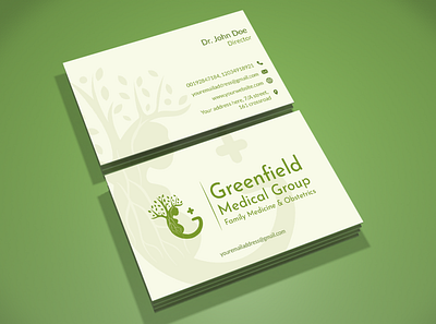 Business Card for Greenfield Medical Group adobe illustrator brand identity business card business card design design graphic design illustration logo logo design medical medical business card minimal modern pharmaceutical pharmaceutical logo professional