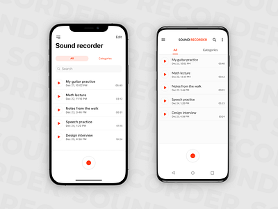 Sound Recorder for Android & iOS android ios mobile app design sound recorder user interface