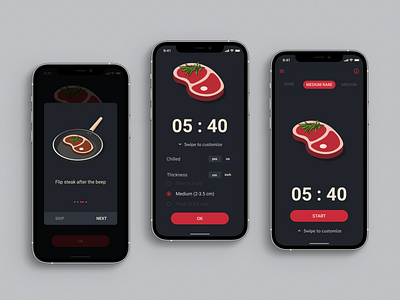 Steak Timer cooking design food mobile app design steak timer ui ux