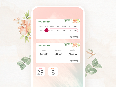 My Calendar - Home widget calendar design flower mobile app design period tracker ui widget