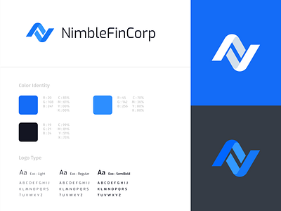 Nimblefincorp accountancy black blue branding clean finance illustration logo minimalist outsource ui ux vector website white