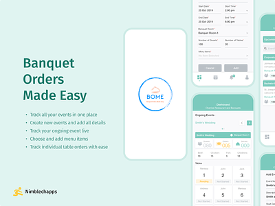 BOME Banquet Orders Made Easy banquet catering clean minimalistic mobile ui mobile ux restaurant ui user experience user interface