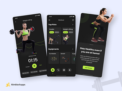 BFit app bfit black dark theme fitness fitness app green neon neon colors ui user experience user interface ux