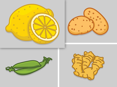 Vegetables Icon ginger ginger root lemon pea peas potato vegetables icon