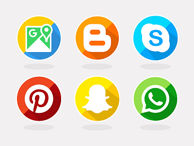 Social Media Icons blogspot google map pinterest skype snapchat whatsapp