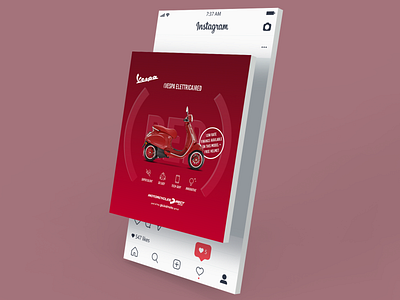 Vespa - Elettrica(Red) - Instagram Mockup graphic design
