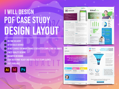 Professional PDF case study design layout.