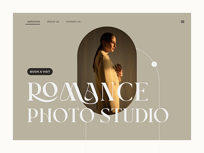 Photo studio landing, welcome section art branding concept design fashion minimalism photo studio style typography ui web