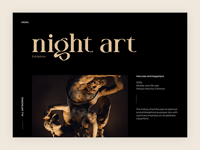 Night art exhibition art concept design exhibition history of art museum sculpture uiux web