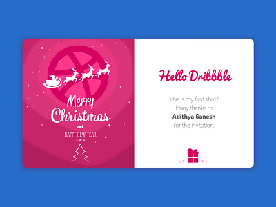 Hello Dribbble ! My first shot. christmas dribbble first happy hello invitation merry new shot year