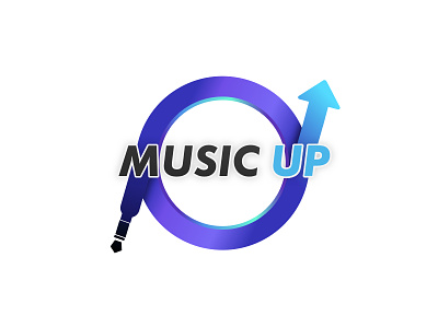 Music Up arrow blue circle design identity jack logo music up