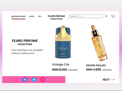 Landing page for a perfume shop