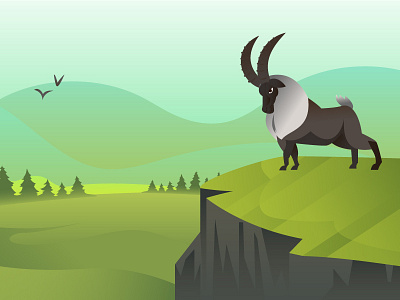 Capra ibex bellaturgia goat landscape mountain goat vector illustration