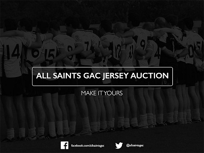 All Saints GAC Jersey Auction black duotone facebook football gill sans twitter white