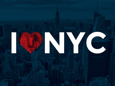 I Love NYC blue city duotone heart navy new york red typography wallpaper white