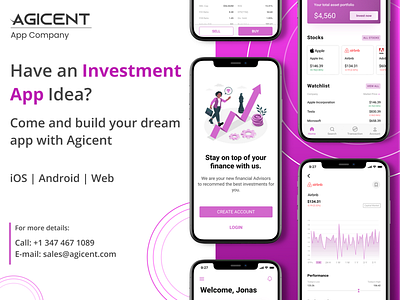 Investment App Concept UI agicent android app app design appidea create an app design fintech investmentapp ios app stocks tradingapps ui ux