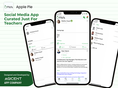 Apple Pie App agicent app design create an app design ios app social media students teachers ui ux