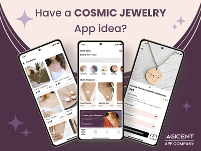 Custom Cosmic Jewelry App Concept accessories agicent app design cosmic create an app design diamond earrings fashion gift gold jewelry jewelry addict love necklace ring silver style ui ux