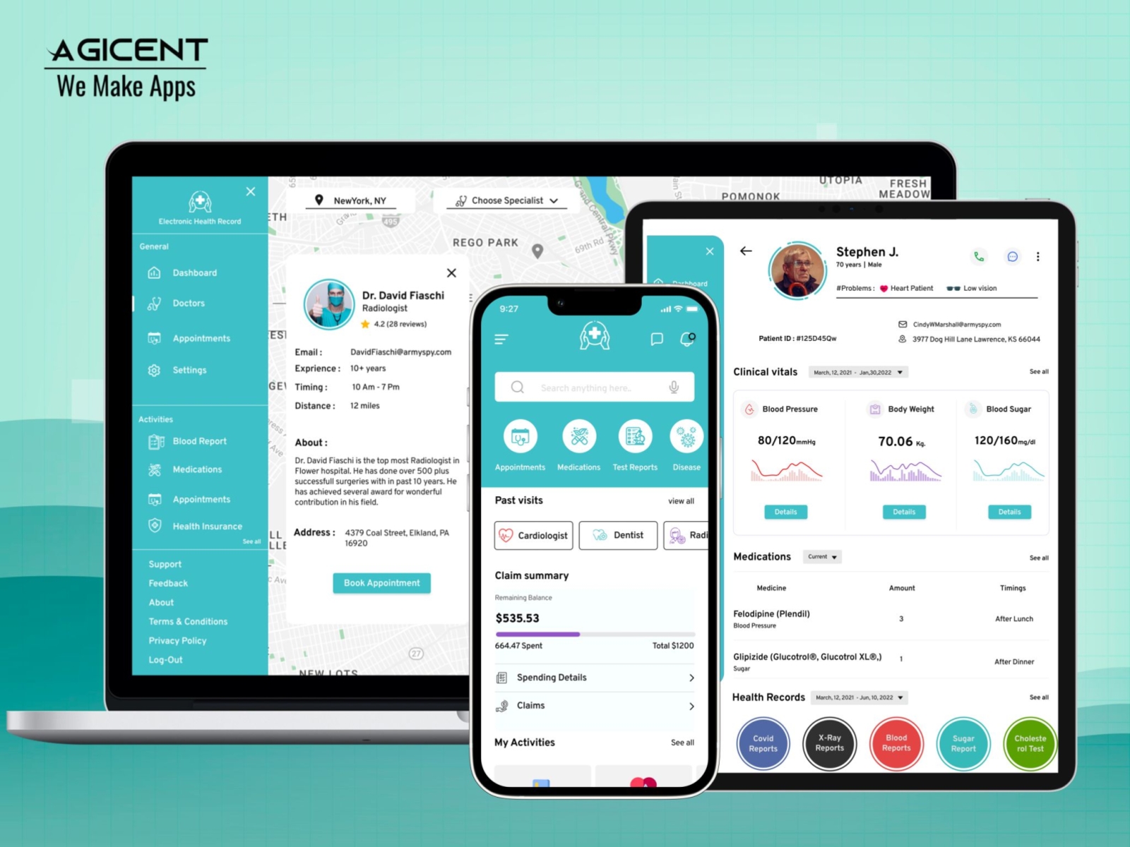 Electronic Health Record - App Concept agicent android app app design create an app design digital health doctors ehr emr health healthcare ios app medical billing patient patient engagement private practice telehealth therapy ui ux