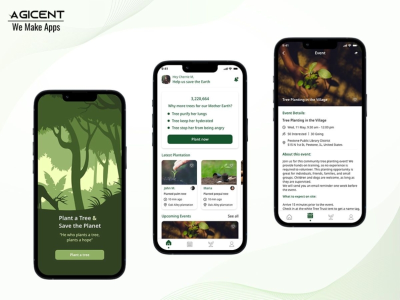 Tree Plantation App agicent android app app company app design climatechange create an app design environment gogreen ios app nature social work tree treeplantation ui ux