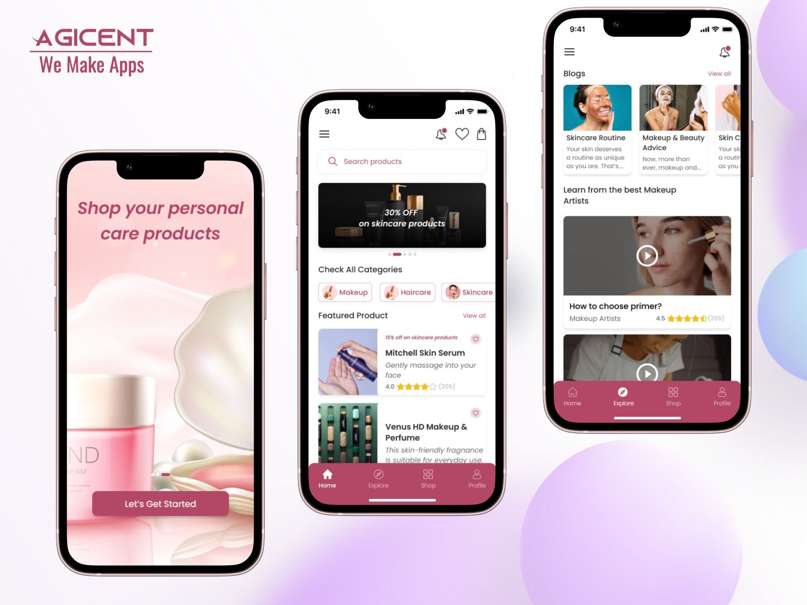 Beauty Product Shop App - Concept App agicent android app app design app ui beauty cosmetic cosmetic products create an app design e-shop ecommerce facial ios app natural online product shopping skincare ui ux