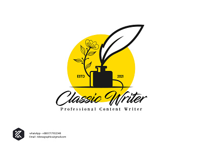 Classic Writer hand drawn logo branding content writer design dribbble hand drawn handdraw illustration logo minimalist logo typography writer logo