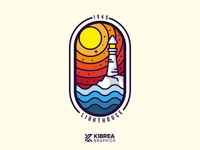 Lighthouse colorful monoline logo
