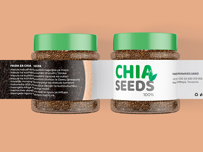 Chia seeds 100% Product Label Design. branding graphic design