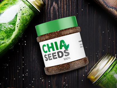 Chia seeds 100% Product Label Design. branding graphic design logo