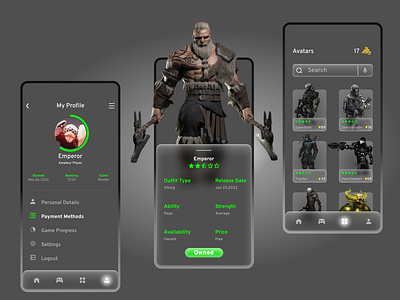 Mobile game app ui